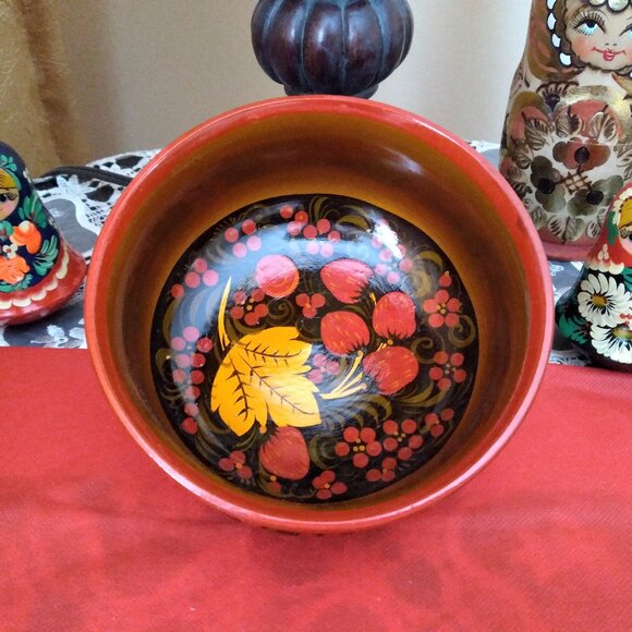 Vintage - Host Pick ~~~Ukraine, Vintage Wooden Bowl, Unique hand painting - Picture 2 of 5